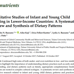 研究資訊：在低收入國家的嬰幼兒餵養質性研究：系統化檢討及綜合飲食模式